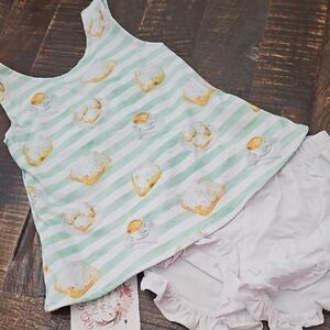 Kids Striped Beignet Tank Top and Shorts Set